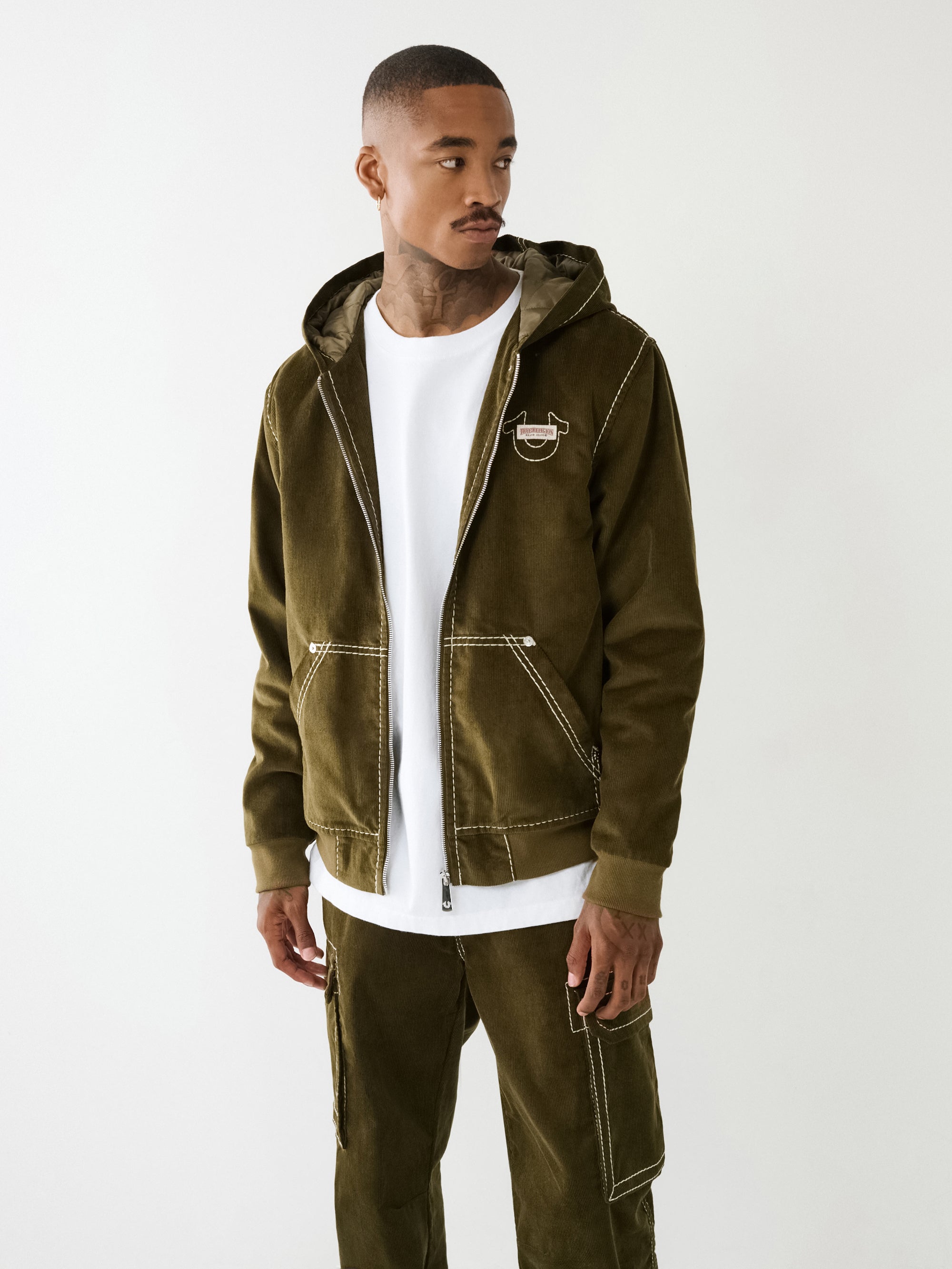 True Religion Jacket Big T Corduroy Hood Corduroy