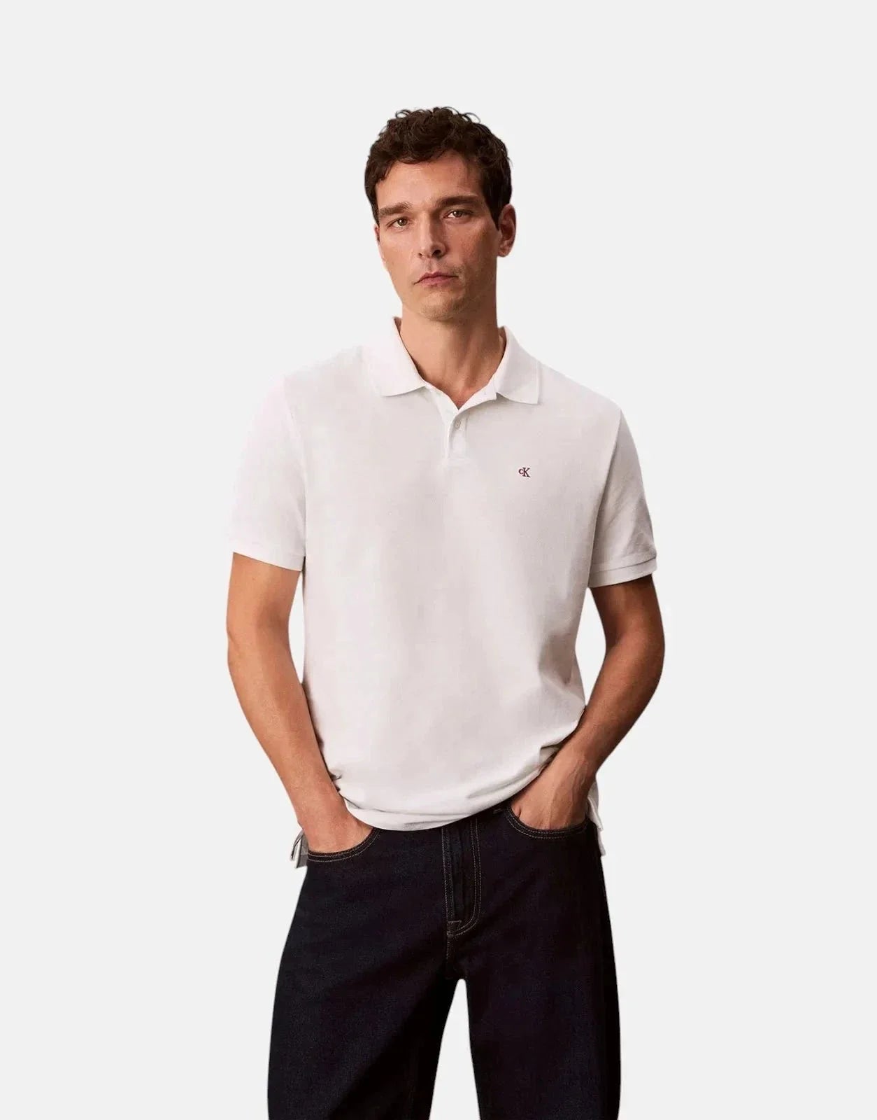 Calvin Klein Casual Pique White Polo Shirt