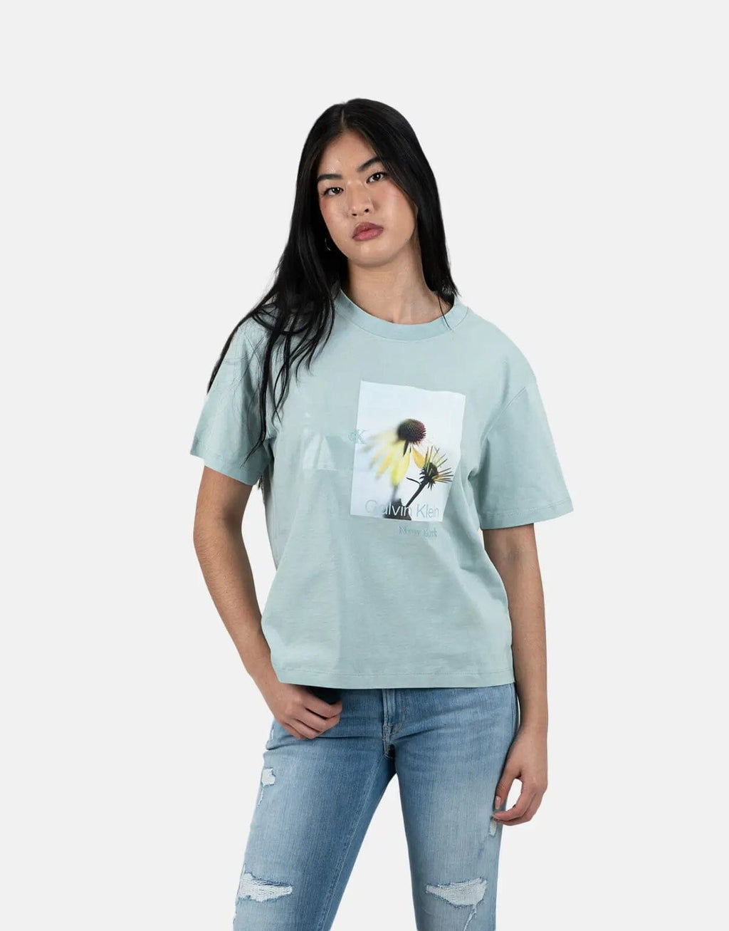 Calvin Klein Flower Graphic Relaxed Light Blue T-Shirt