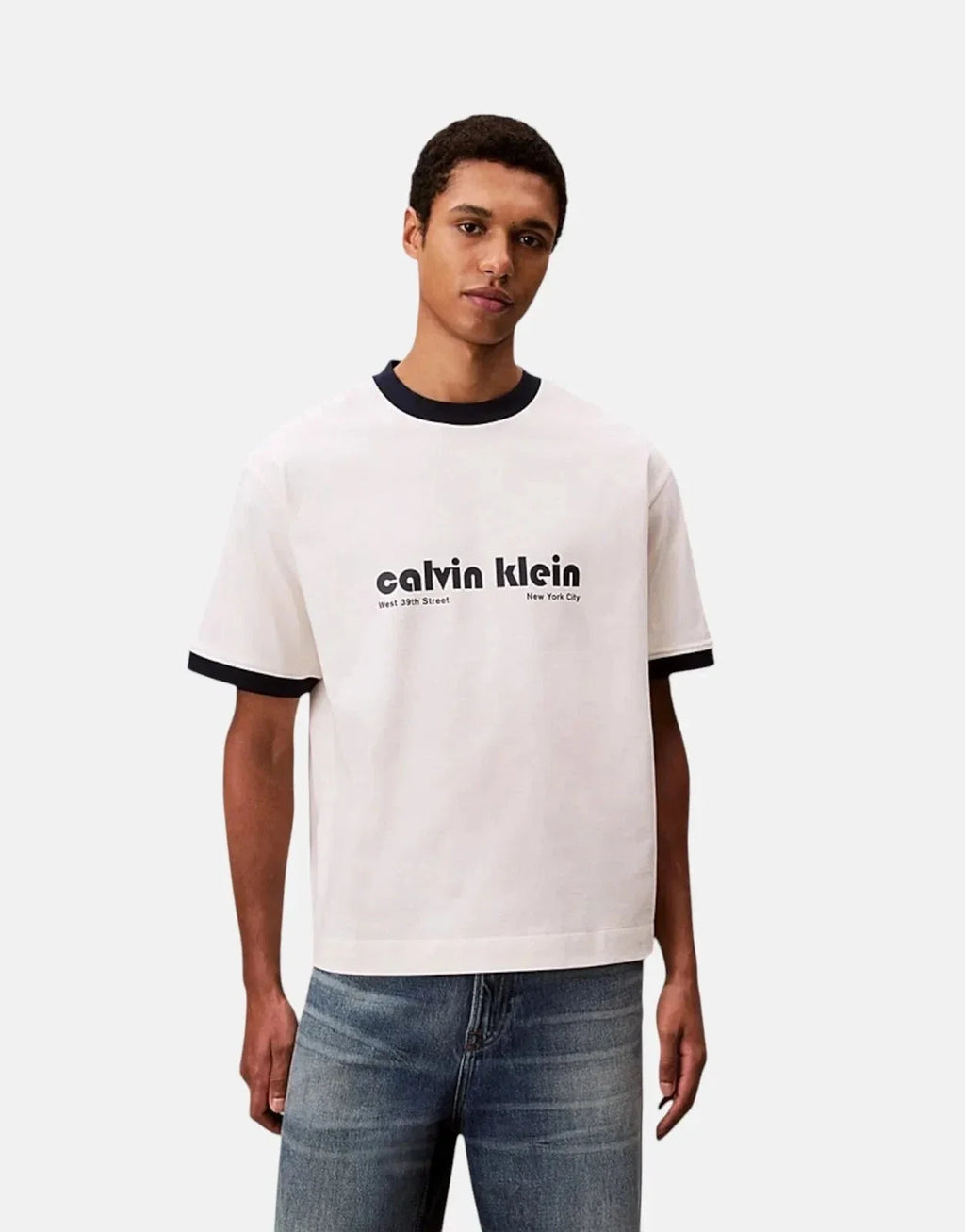 Calvin Klein Retro Logo Ringer Off White T-Shirt