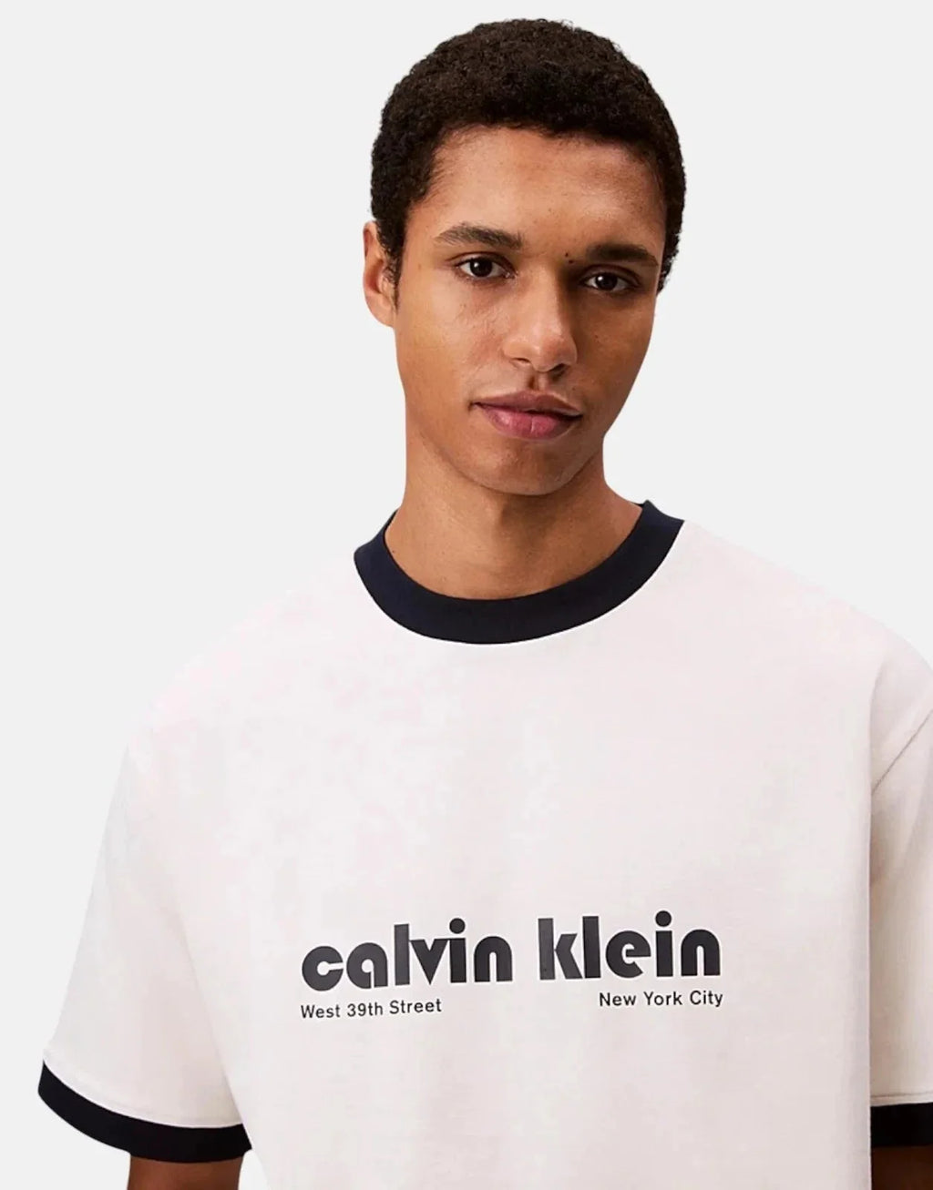 Calvin Klein Retro Logo Ringer Off White T-Shirt
