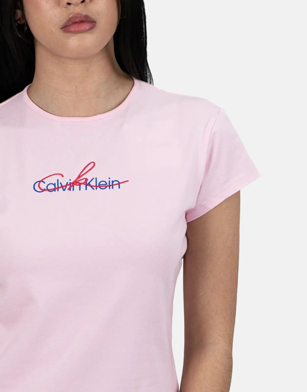 Calvin Klein Slim Script CK Logo Pink T-Shirt