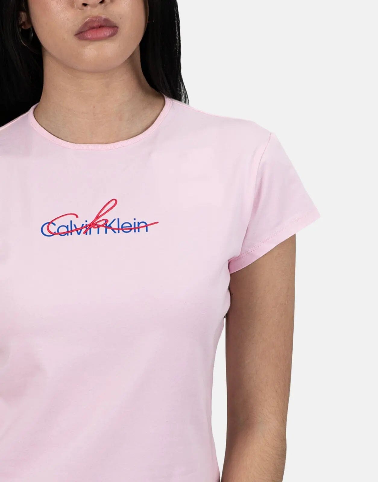 Calvin Klein Slim Script CK Logo Pink T-Shirt