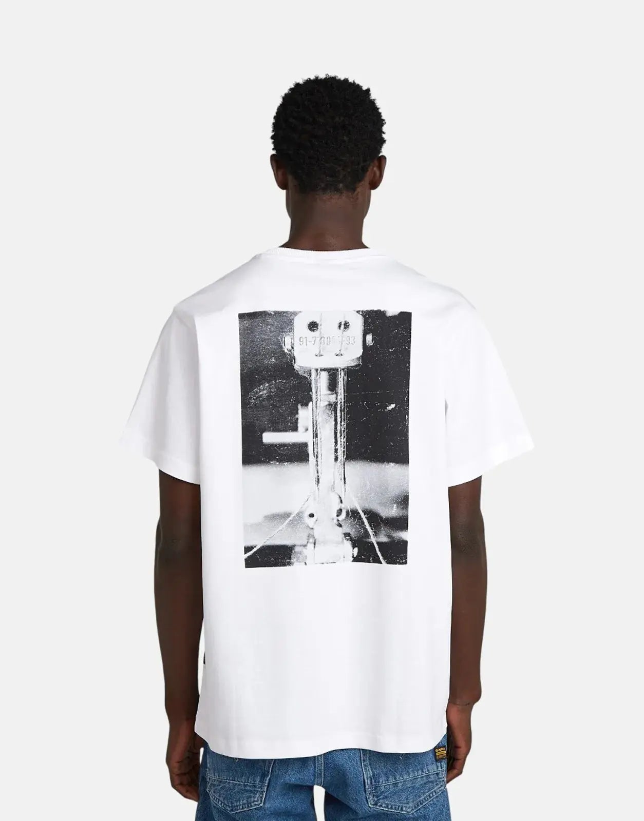 G-Star RAW Back Photo Loose Print White Sewing T-Shirt