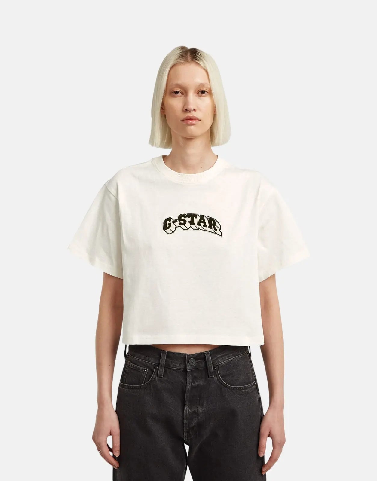 G-Star RAW Felt Logo Boxy Milk T-Shirt