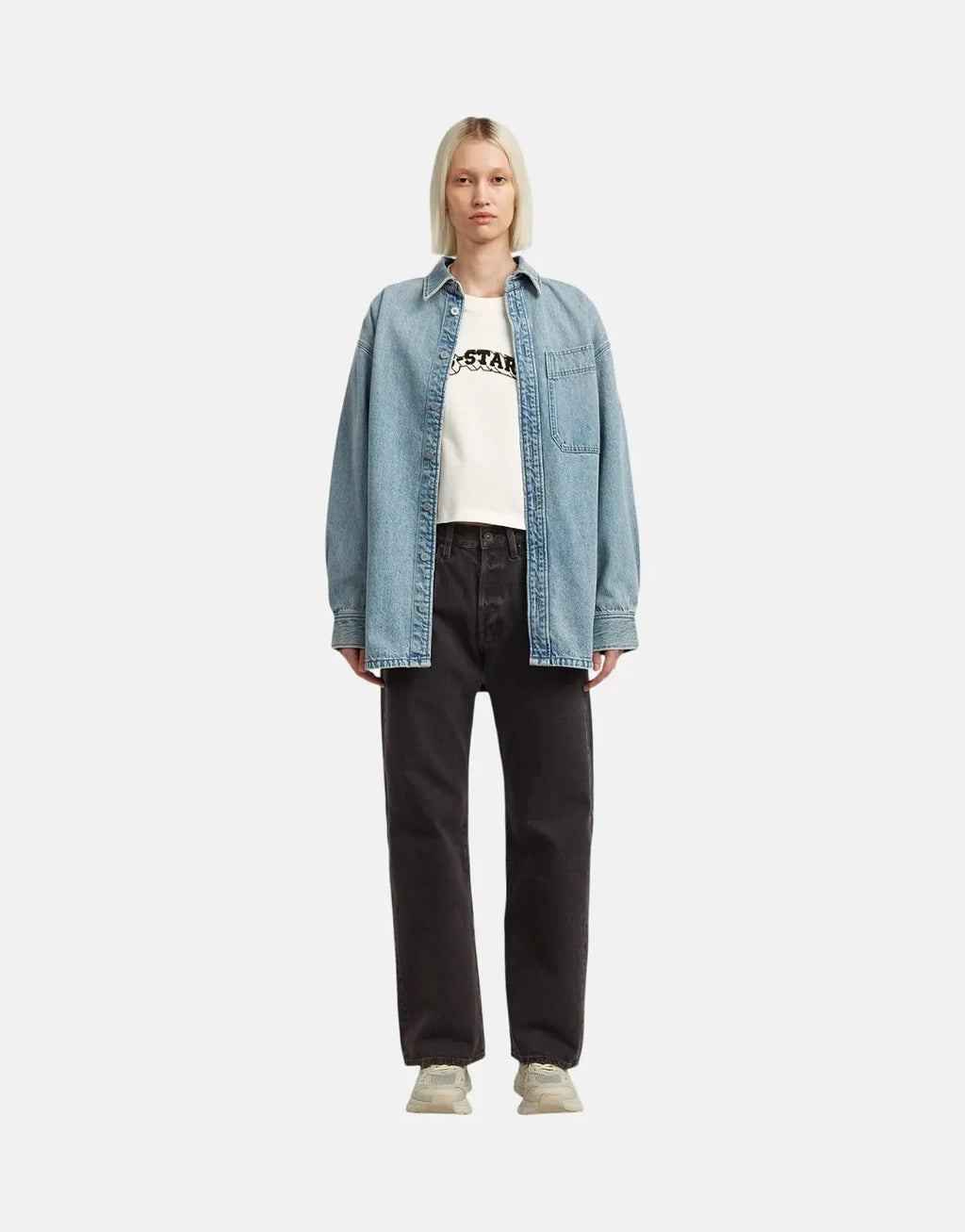 G-Star RAW Felt Logo Boxy Milk T-Shirt