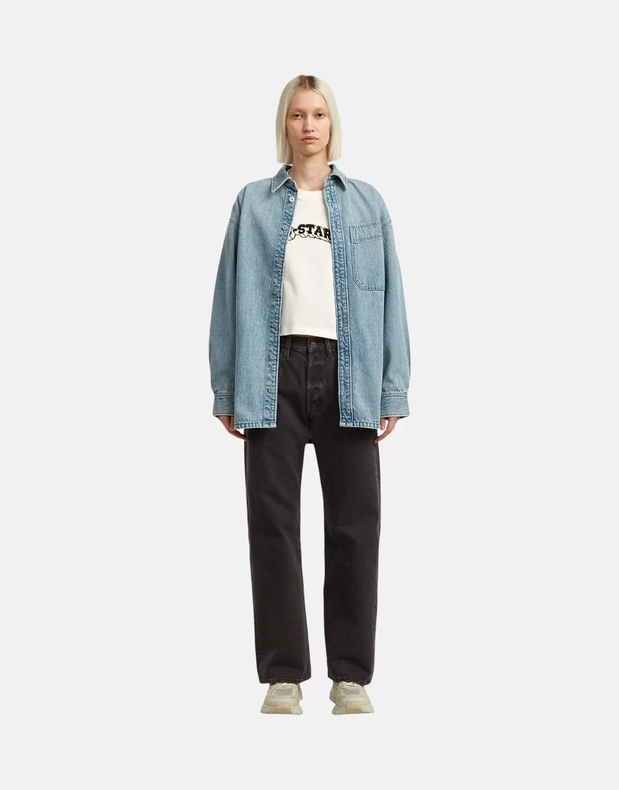 G-Star RAW Felt Logo Boxy Milk T-Shirt