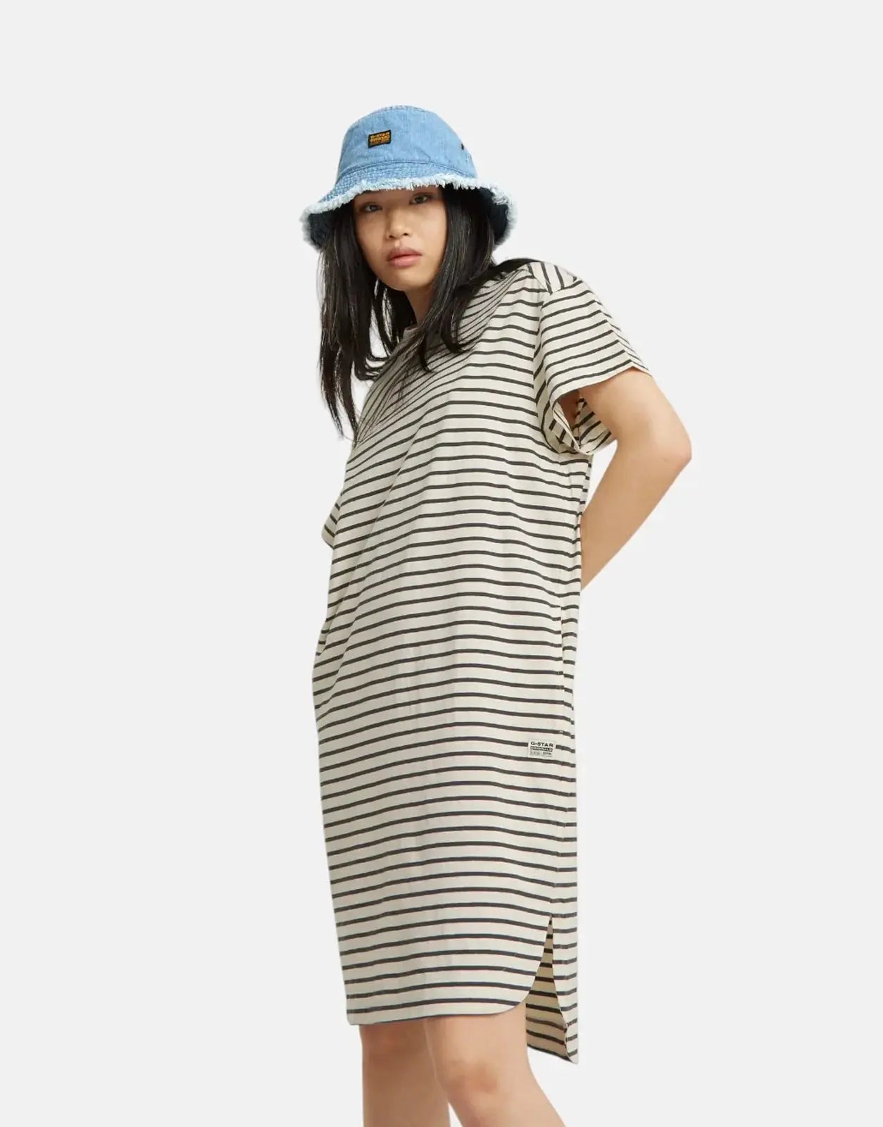 G-Star RAW Striped Loose White/Petrol Dress