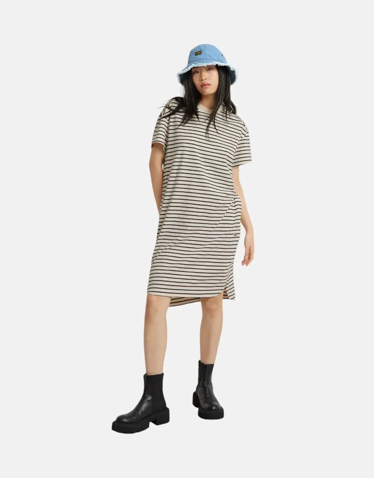 G-Star RAW Striped Loose White/Petrol Dress