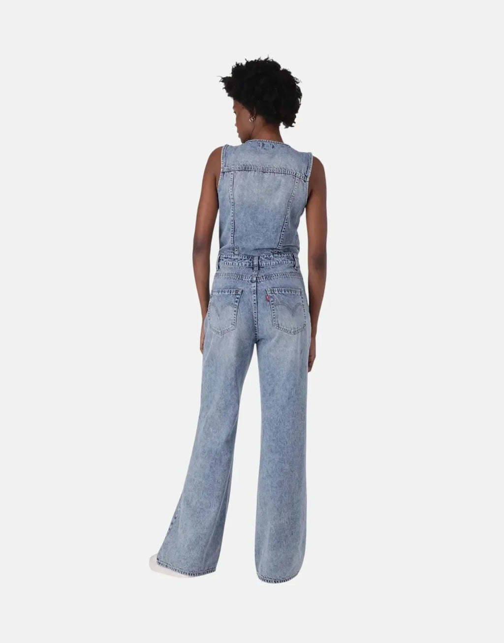 Levi's Denim Vest Wide Leg Dive Deep Jumpsuit