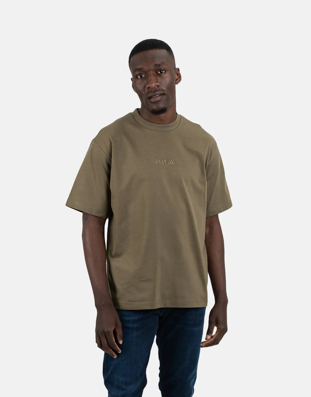Replay Cotton Emboidery Mud T-Shirt