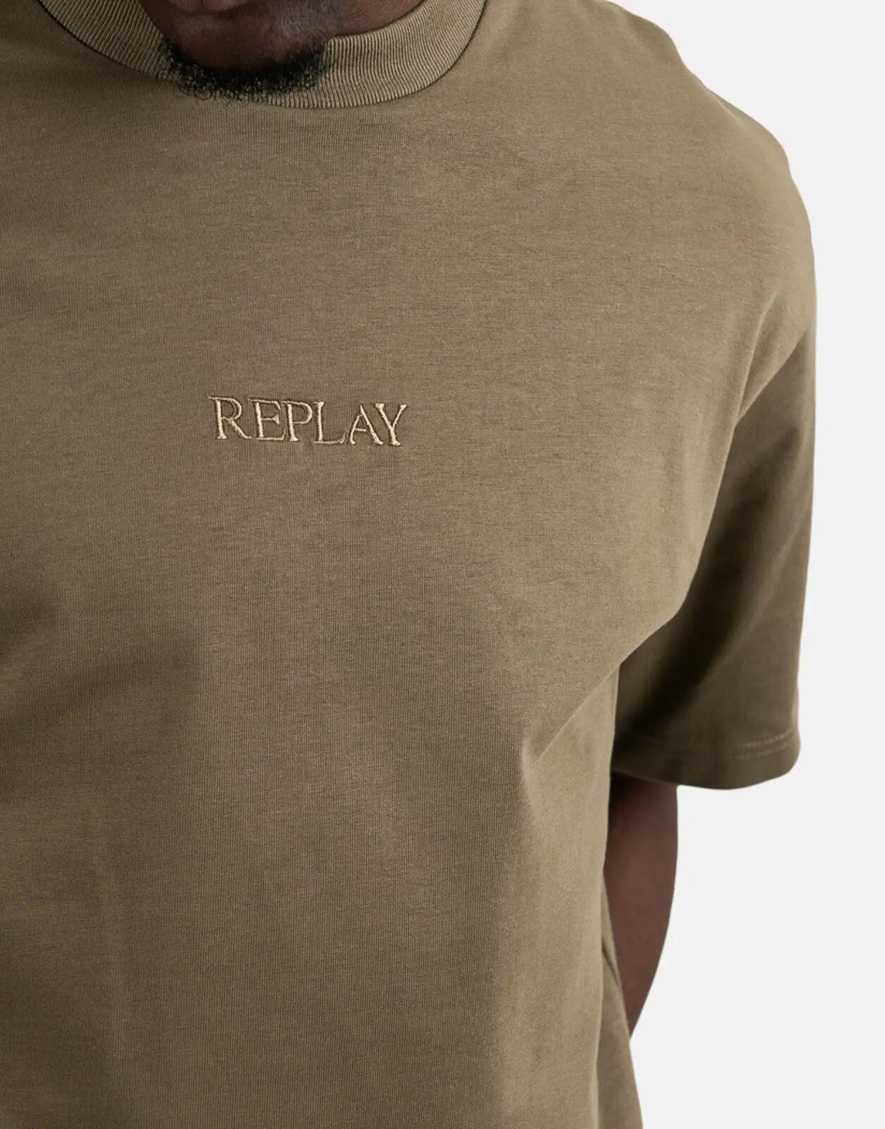 Replay Cotton Emboidery Mud T-Shirt