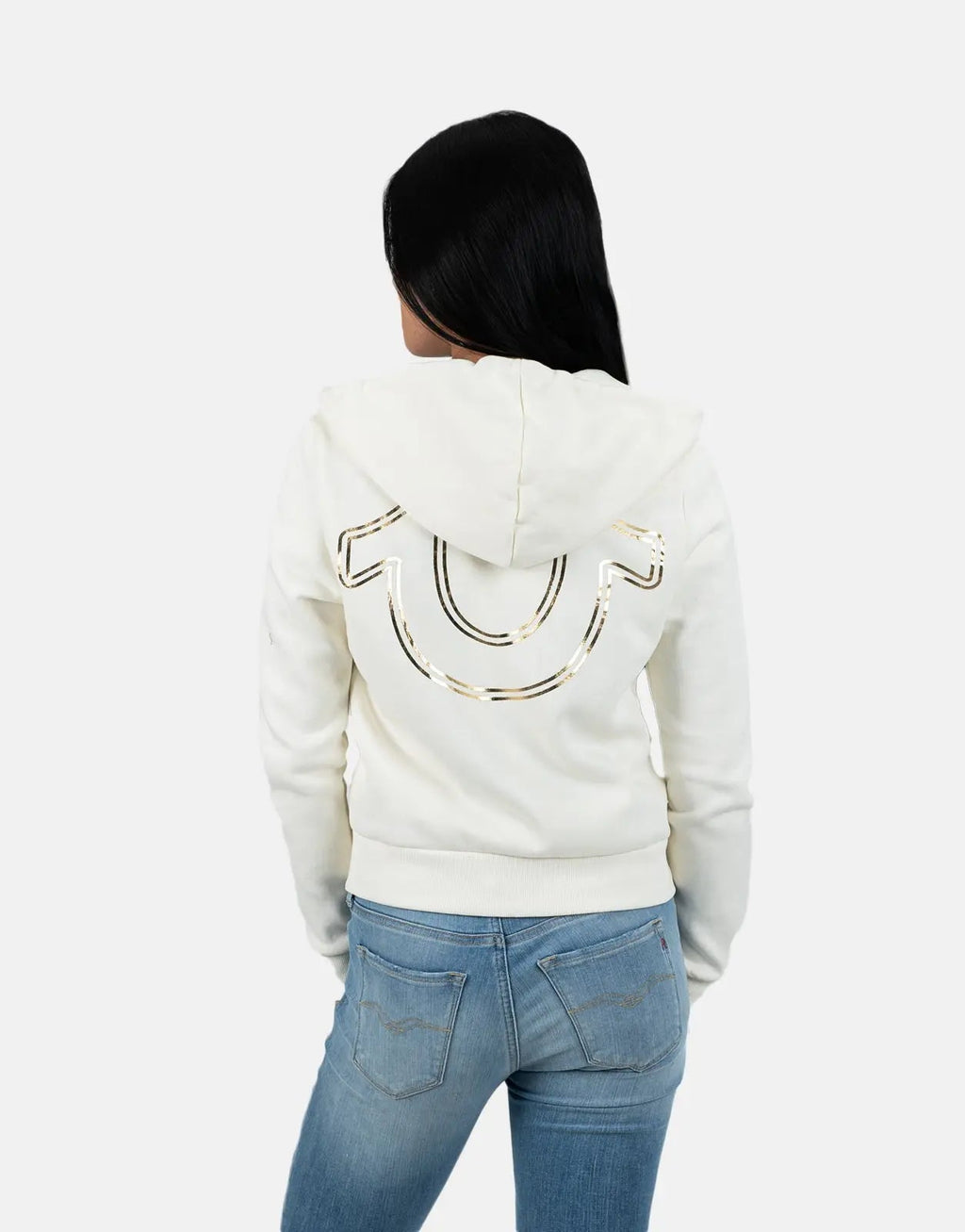 True Religion HS Script Zip Off White Hoodie