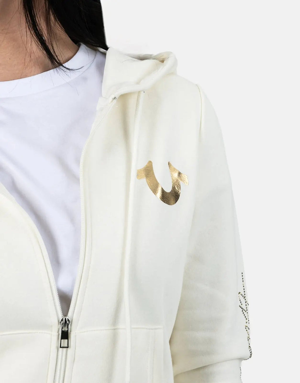 True Religion HS Script Zip Off White Hoodie