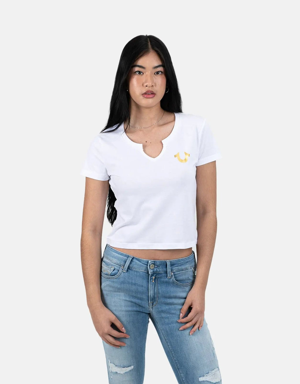 True Religion Tri Script Baby White T-Shirt