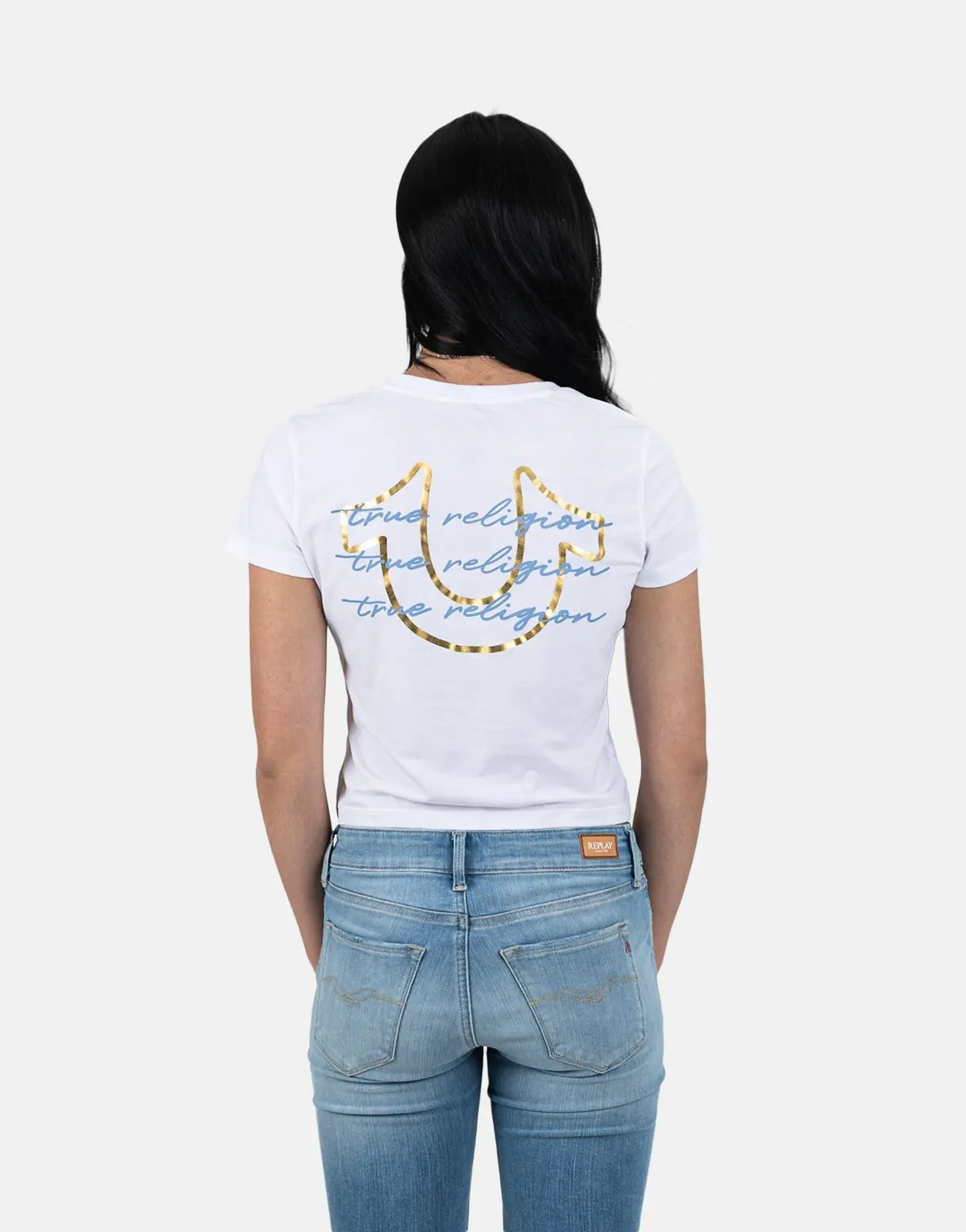 True Religion Tri Script Baby White T-Shirt