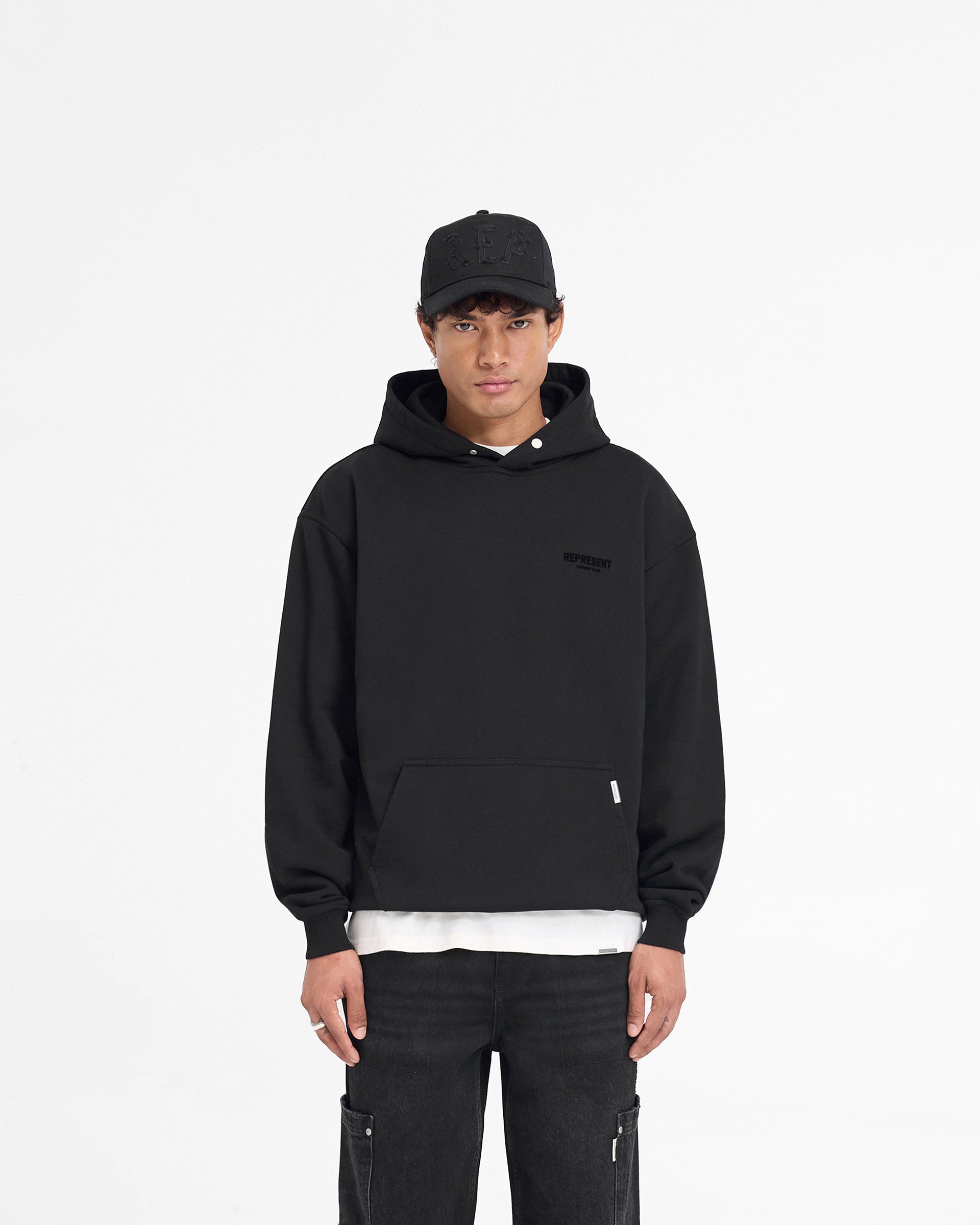 Represent Owners Club Flocked Hoodie - Black