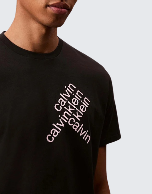 Calvin Klein Eu Bh Word Stack Short Sleeve T-Shirt Black Men