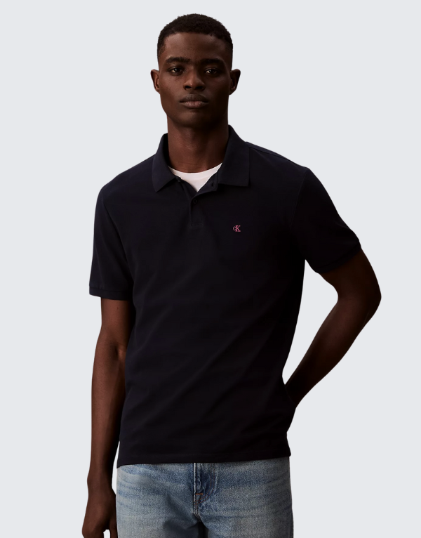 Calvin Klein Mens Casual Pique Short Sleeve Polo Navy Men