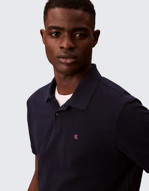 Calvin Klein Mens Casual Pique Short Sleeve Polo Navy Men