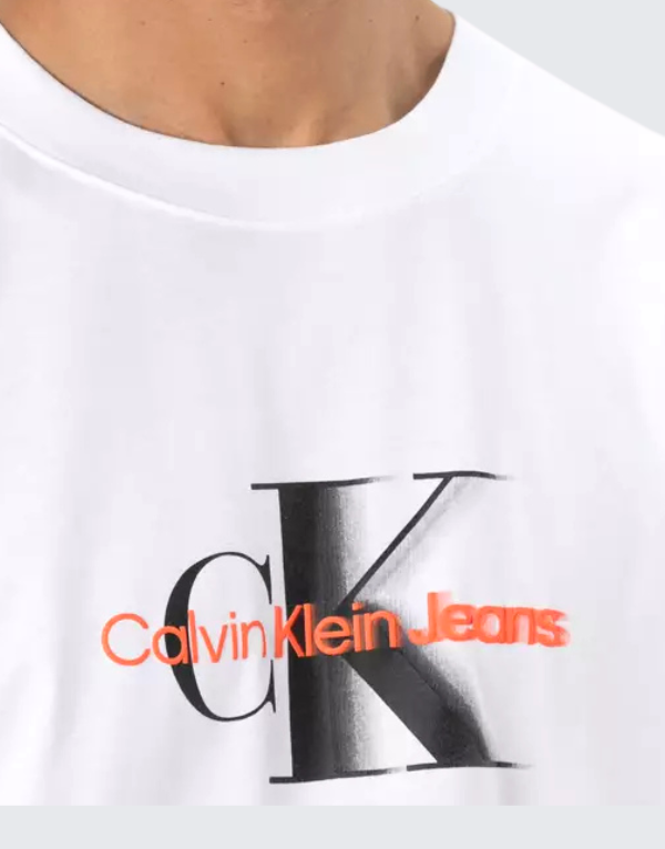 Calvin Klein Monologo Shift Short Sleeve T-Shirt In White Men