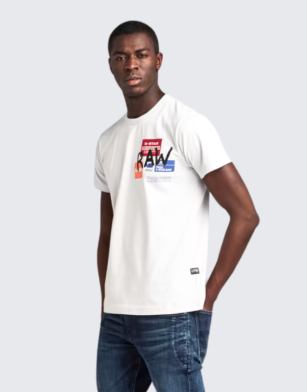 G-Star Raw Multi Graphic Rt Short Sleeve T-Shirt White Men