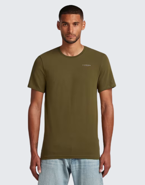 G-Star Raw Slim Base Short Sleeve T-Shirt In Dark Olive Men