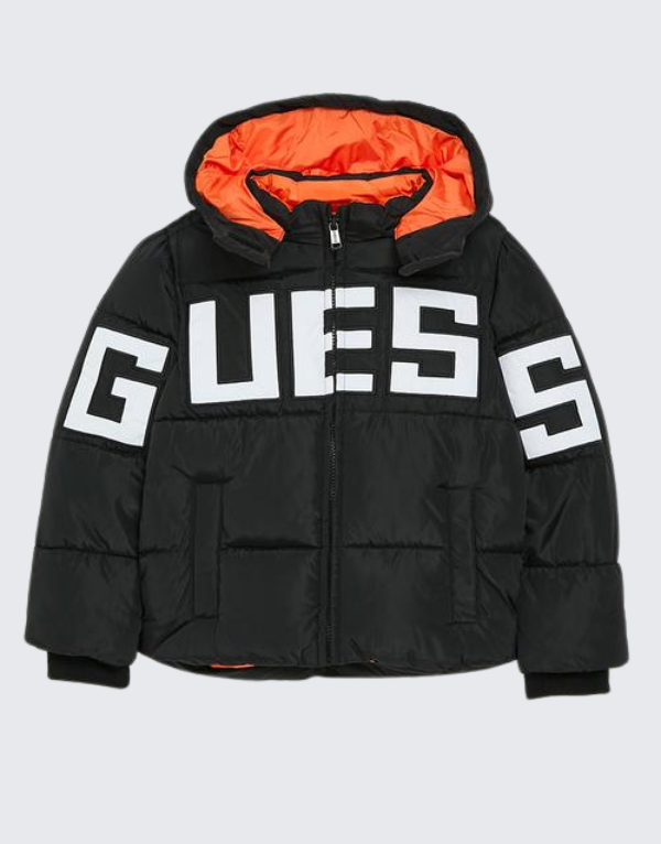 Guess  Hooded Padded Jacket In Black Kids