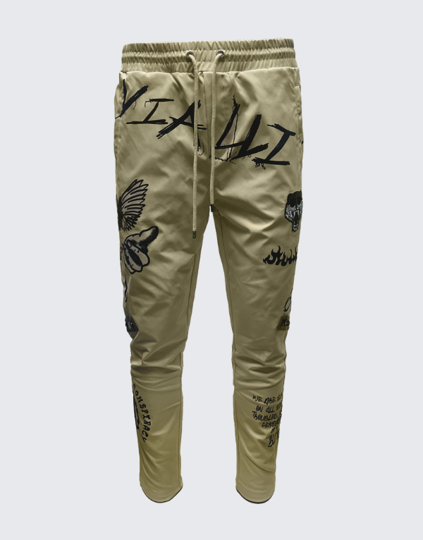 Vialli Kindob Track Pants In Cream And Sand Men