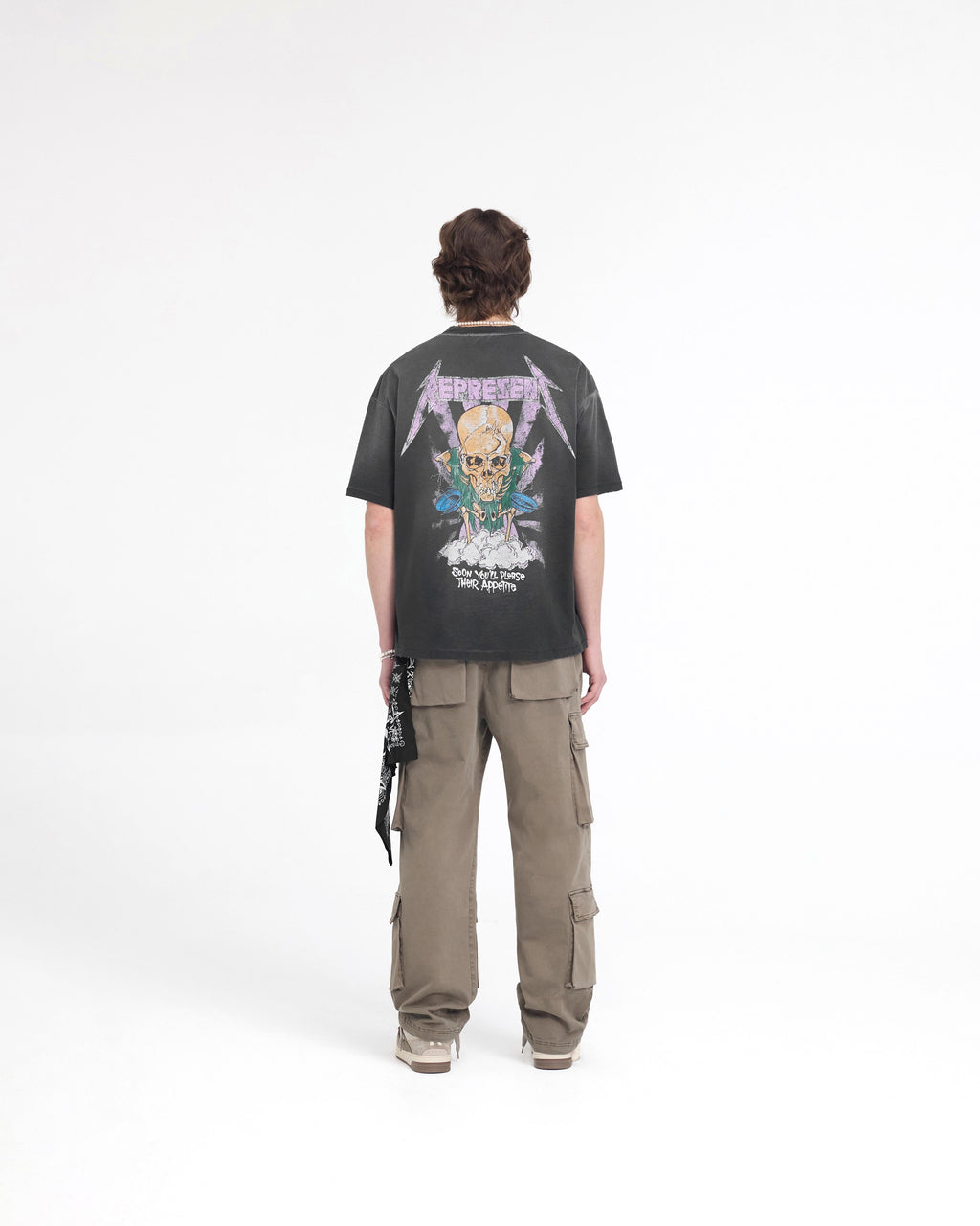 Represent X Metallica Justice T-Shirt - Stained Black